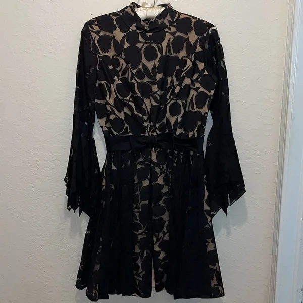 Vintage 1950s Floral Black Lace Wedding Dress Handmade - Image 5