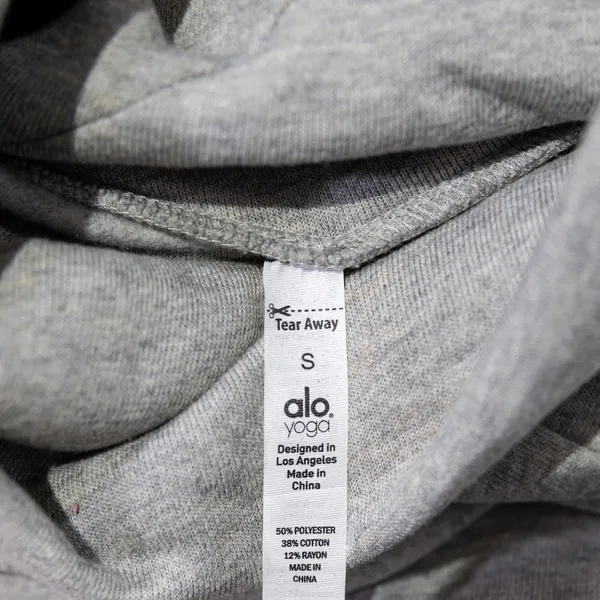 Alo Soleil Cotton Blend Turtleneck Cropped Pullover Long Sleeve Sweater Gray S - Image 2