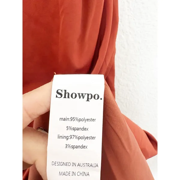 ShowPo Dazzling Lights Midi Dress Size 10 Satin Copper Rust - Image 7