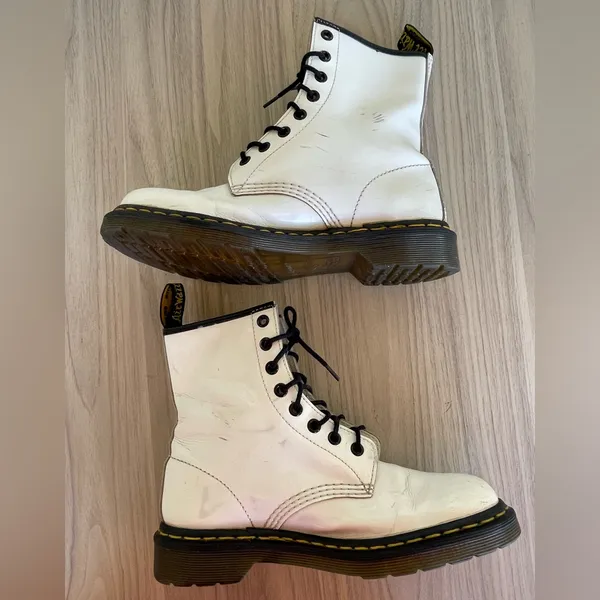 Dr. Martens White and Black Lace-Up Boots - Image 2