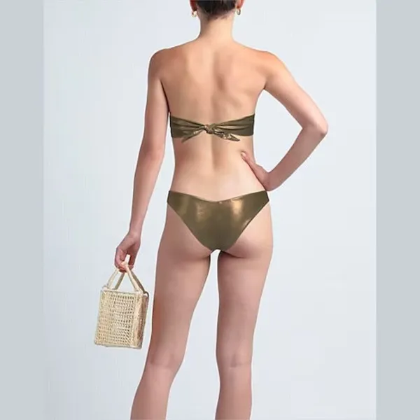 SMMR Bikinis Gold Military Green Bikini Set Top & Bottom Size: M NEW - Image 3