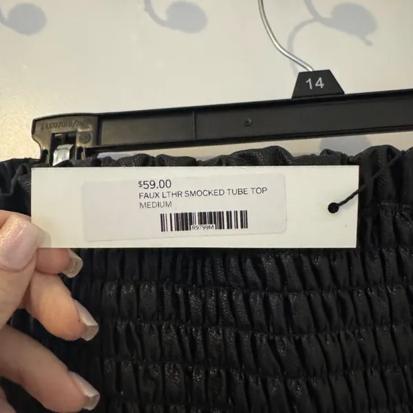 NWT Faux Leather Smocked Tube Top - Image 3