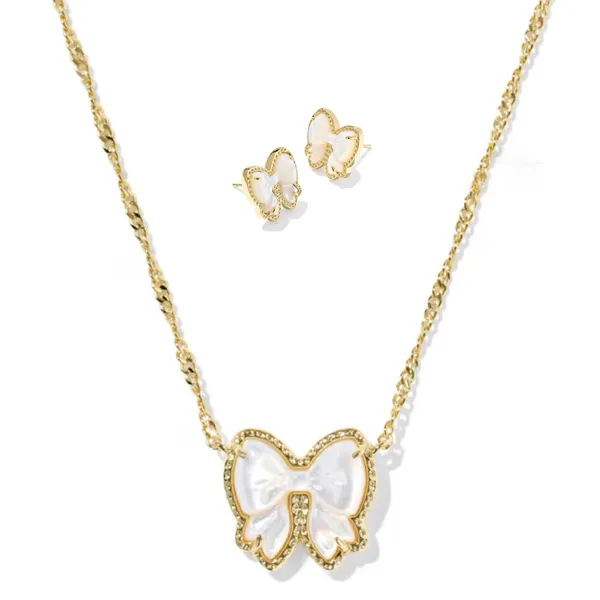 Kendra Scott Haley Bow Gold Pendant Earrings and Necklace - Image 2