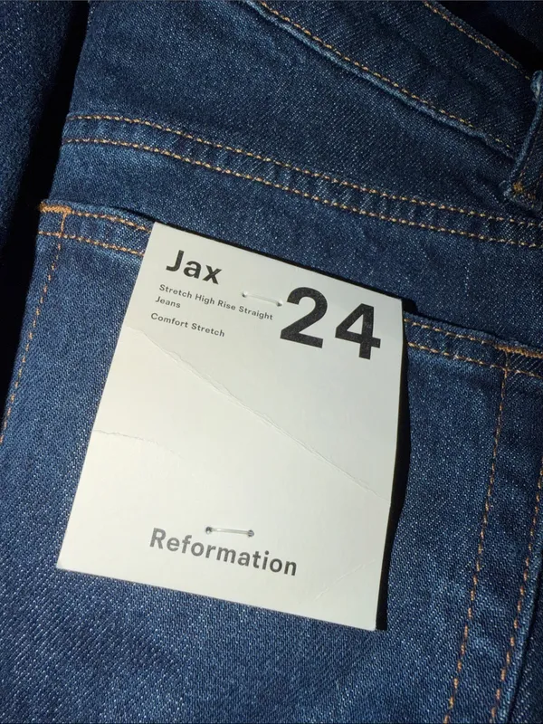 NWT Reformation Jax Stretch High Rise Straight Leg Jeans Seneca SZ -24 - Image 10