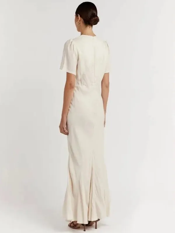 Dissh Campbell Oyster fishtail maxi Dress Cream Size 2 #luxury #designer #wedding - Image 3