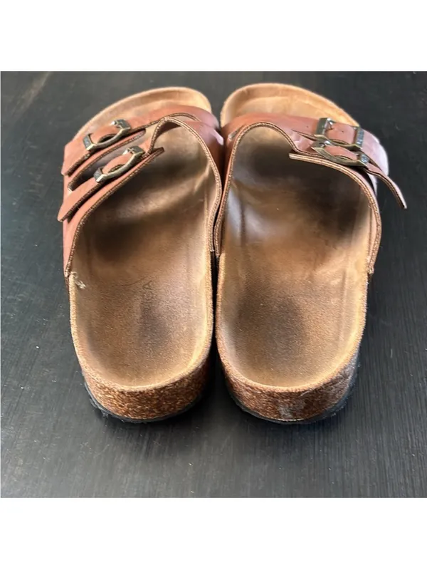Nautica Tan Brown Double-Strap Buckle Slide Sandals - Image 4