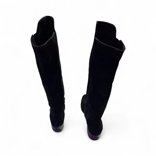 Steve Madden Giselle Black Suede Leather Pull On Riding Knee High Boots Sz 7.5M - Image 4