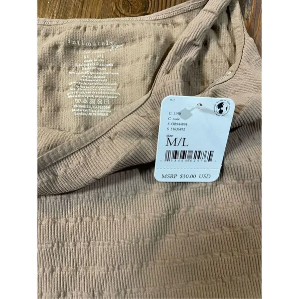 Free People‎ Intimately Free Women's Square One Seamless Cami size M/L NWT Nude - Image 6