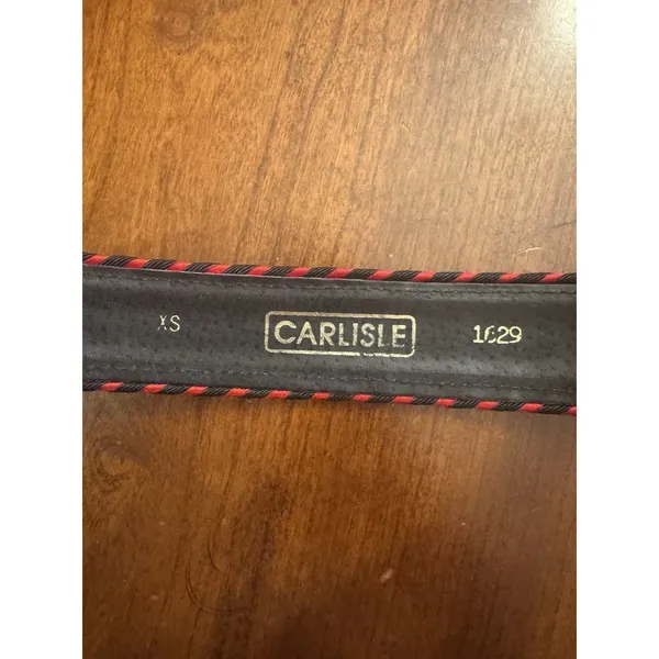 Vintage CARLISLE Belt XS RED Leather 1629 GOLD Metal 1990s Retro - Image 5