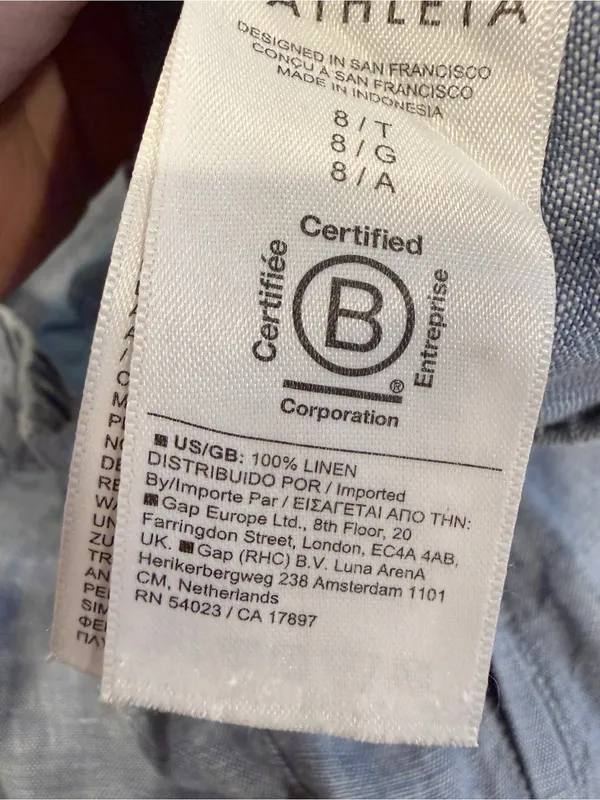 ATHLETA Retreat Linen High Rise Wide Leg Pant Blue Chambray Drawstring 8 Tall - Image 5