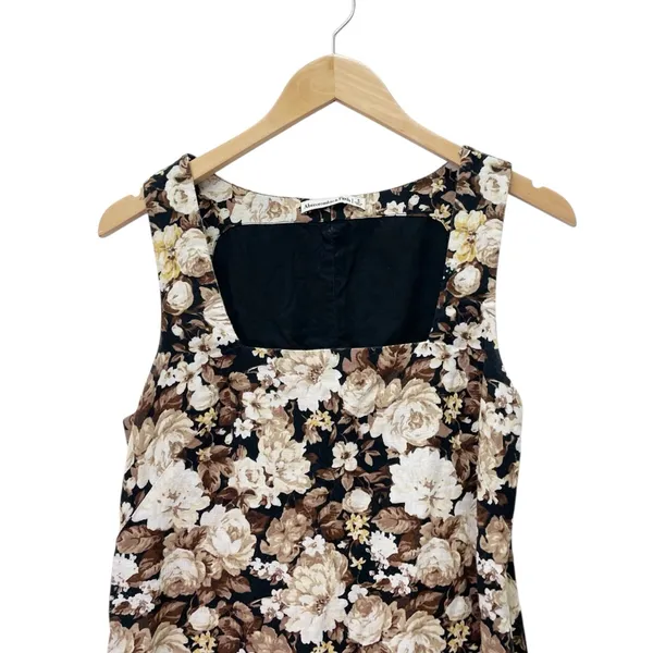 Abercrombie & Fitch Floral Linen Blend Mini Dress Brown Beige Roses Size Small - Image 10