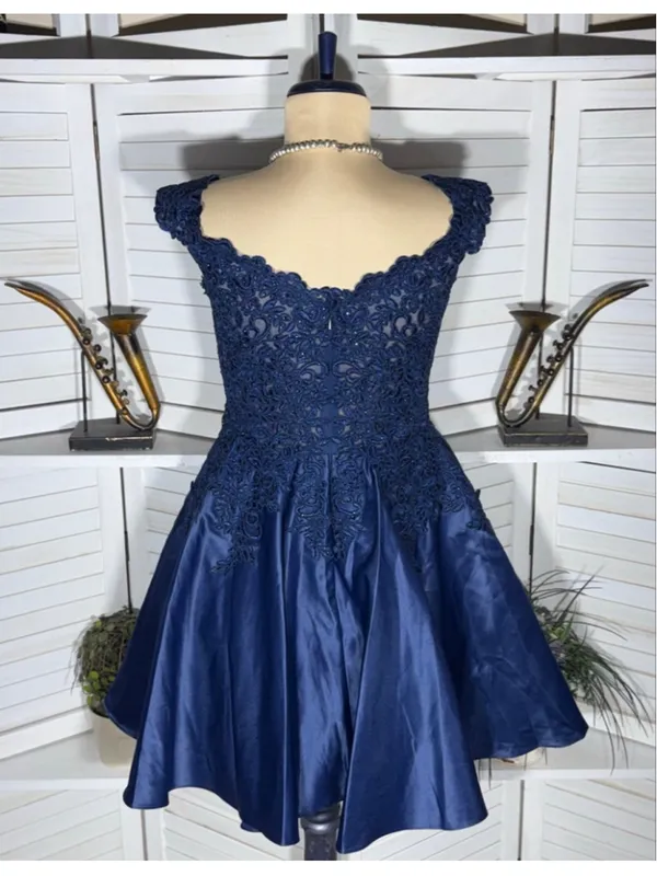 Vintage Y2K Dancing Queen USA mini prom dress 80s style blue floral beaded sz M - Image 2
