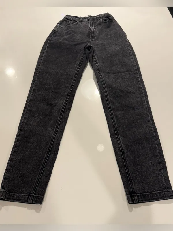 House of CB Bria Distressed High Waist Straight Leg Jeans FadedBlack Slim SizeXS - Image 4