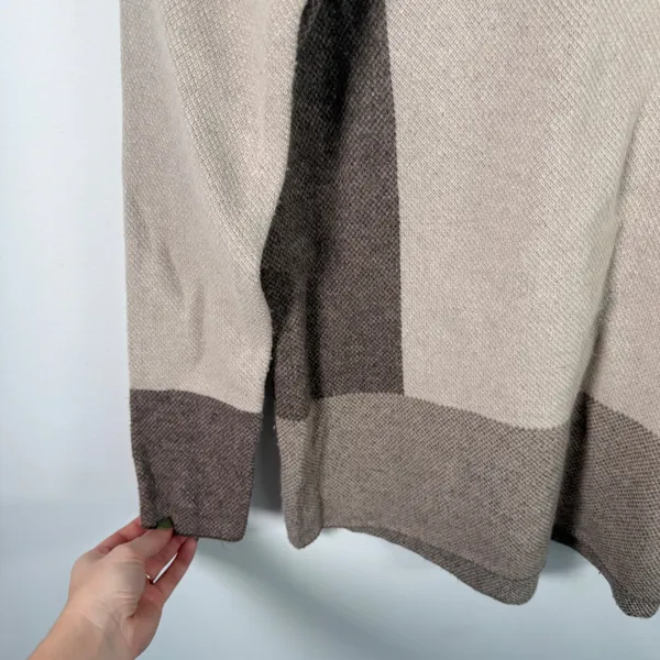 Vince Colorblock Wool Cashmere Sweater Neutral Geometric Boat Neck Women XS - Image 3