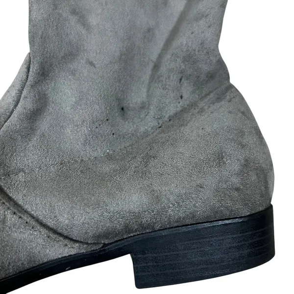 Womens Over The Knee Solid Boots Gray Boho Faux Suede Tie Back Size 8.5 - Image 5