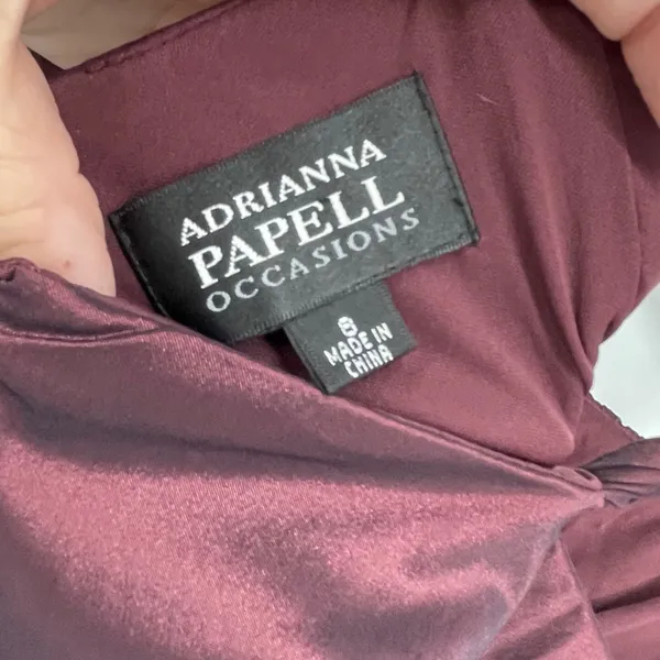 Vintage Adrianna Papell Occasions Burgundy Ruched Gown‎ with Bolero Set Size 8 - Image 10