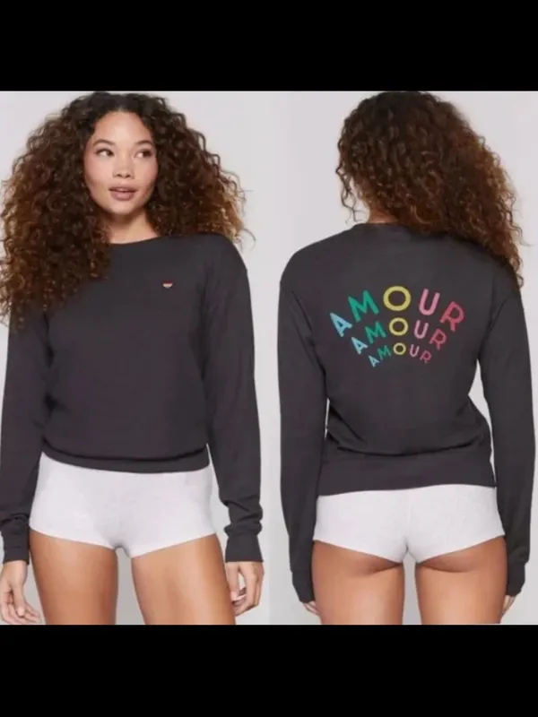 Spiritual Gangster Amour Savasana Pullover Sweater Dark Grey and Rainbow Size S - Image 2