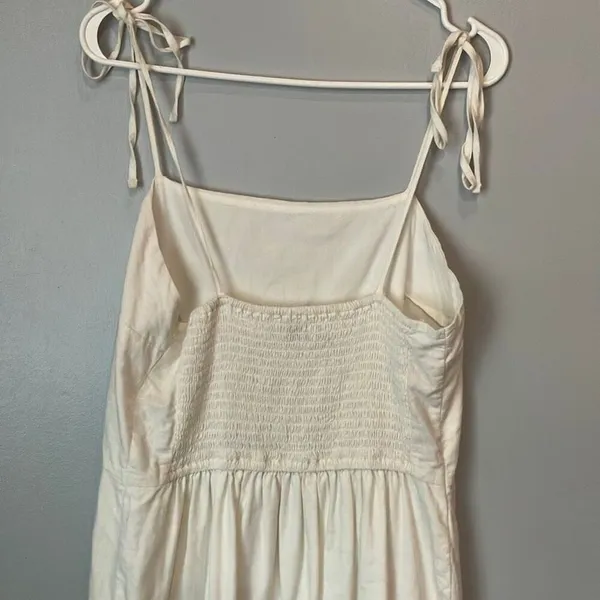 Abercrombie & Fitch Linen Blend Knee Length Dress Large White #784 - Image 7