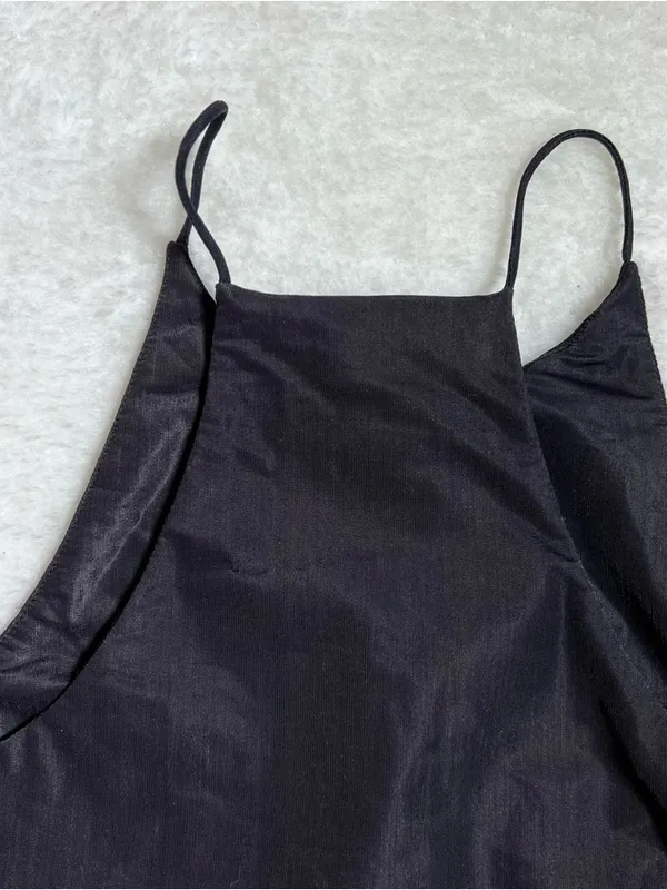Zara Black Satin Halter Strappy Crop Top Medium - Image 5
