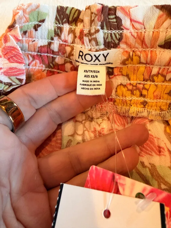 Roxy Viva La Vida Wide Leg Beach Pants XS NWT EcoVero Floral Resort Tropical - Image 2