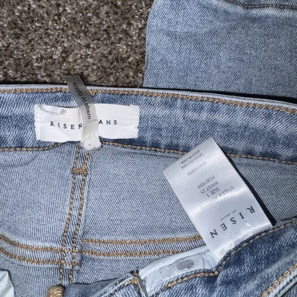 RISEN Women's Light Wash Flared Jeans Blue Stretch Mid Rise RDP5120 - Image 4