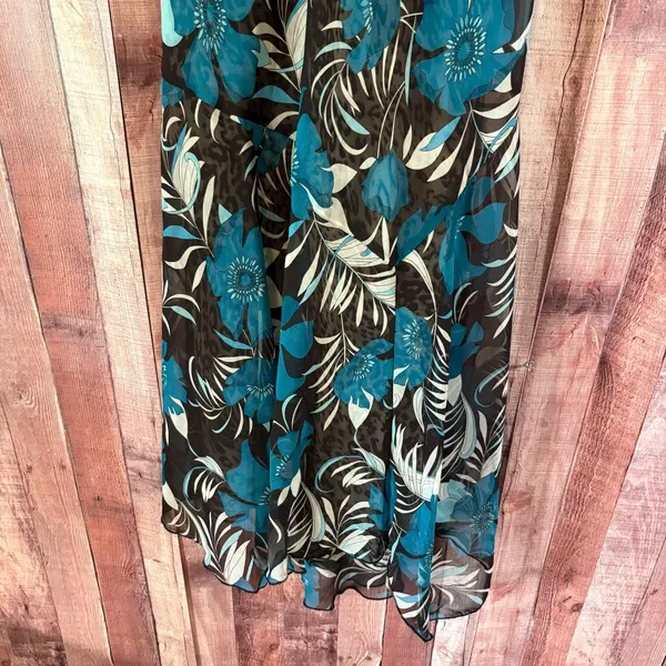 Believe Teal Floral And Animal Print Midi Dress Size‎ 8 - Image 4