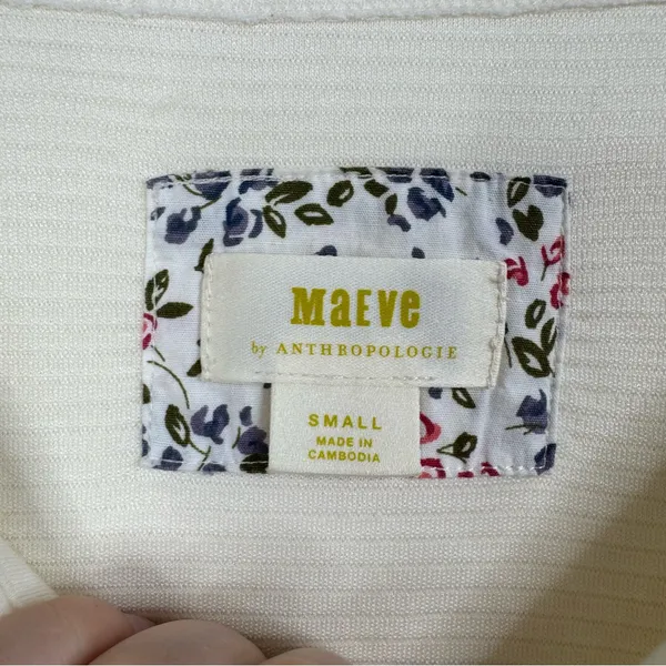Maeve by Anthropologie‎ Cream Long Sleeve Textured Top Size Small - Image 3