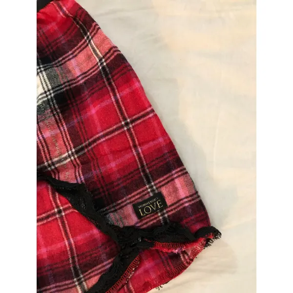 Victoria’s Secret plaid flannel pajama sleep shorts with lace detail Size Small - Image 3