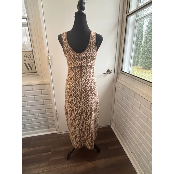 House of Harlow 1960 NWT Geometric Knit Maxi Dress medium‎ boho retro layered - Image 4