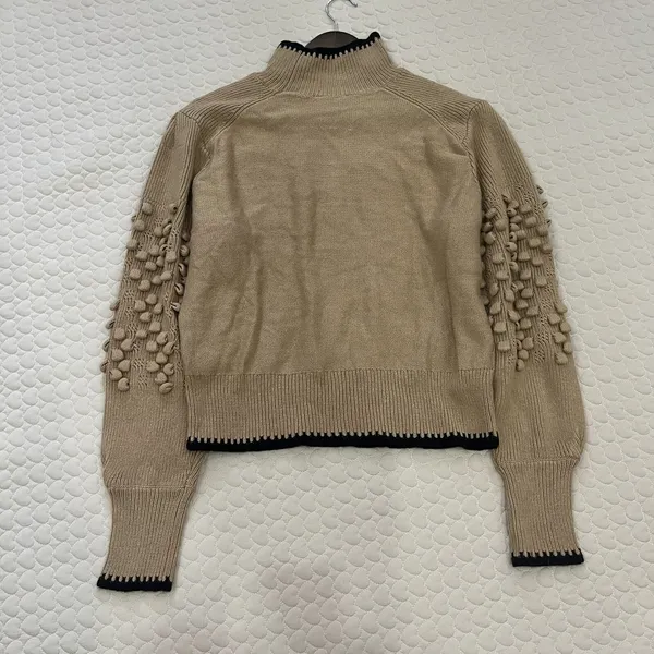 NWOT BCBGMAXAZRIA Popcorn Stitch Mock Neck Wool Blend Sweater Oatmeal Size XL - Image 6