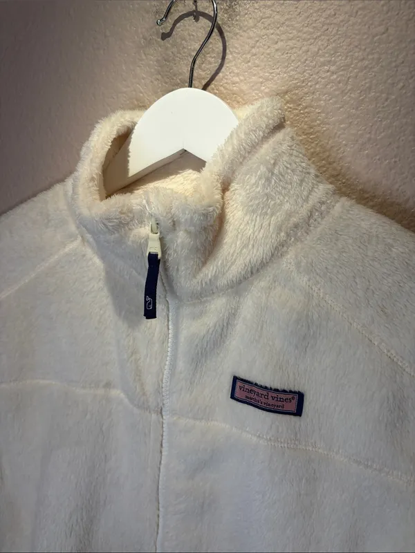 Vineyard Vines Martha’s Vineyard Women’sSoft Fleece Cream Jacket Zip Up Size XS - Image 3