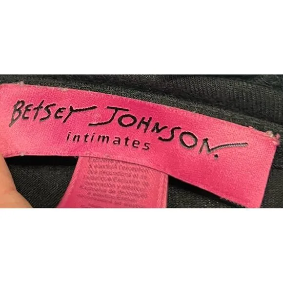 Betsey Johnson Intimates Black Lace‎ Pink Detail Babydoll Negligee Teddy Small - Image 3