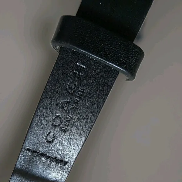 Coach Black Leather Belt Silver Tone Metal Buckle Women Men Unisex Size 36 - Image 6