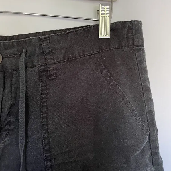 Faded Glory linen and cotton black shorts drawstring pockets‎ casual summer - Image 2