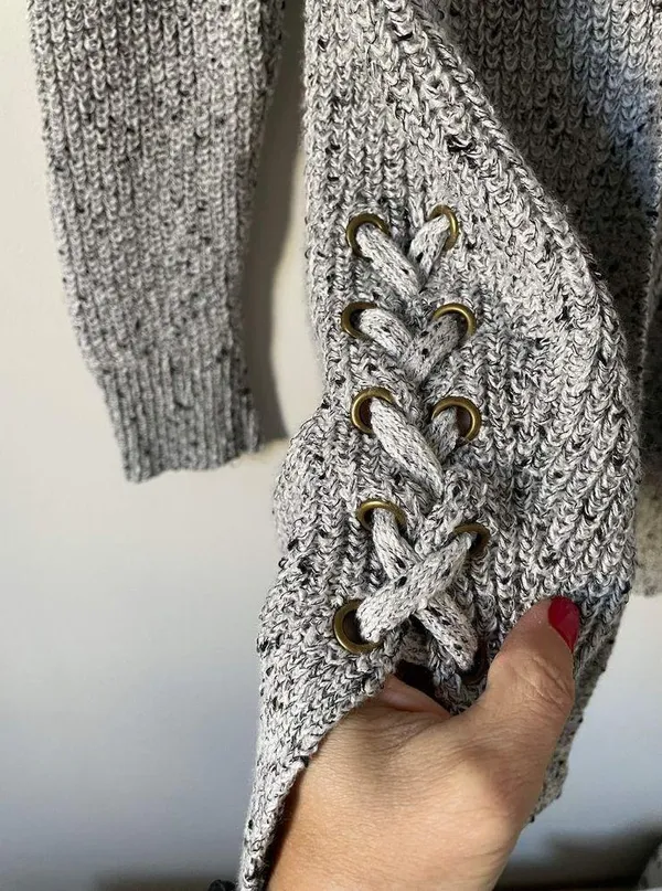 American Eagle Outfitters Rope Long Cardigan Sweater Black White Size Medium - Image 3