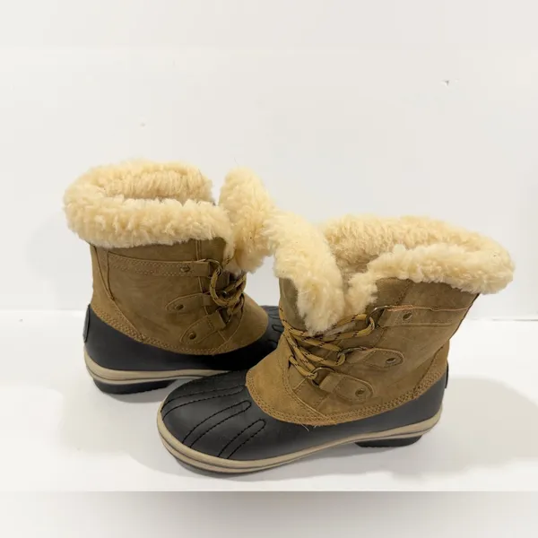 PAWZ Shearling Lined Duck Boots Tan & Black Winter Snow Boots Women’s 6 - Image 9