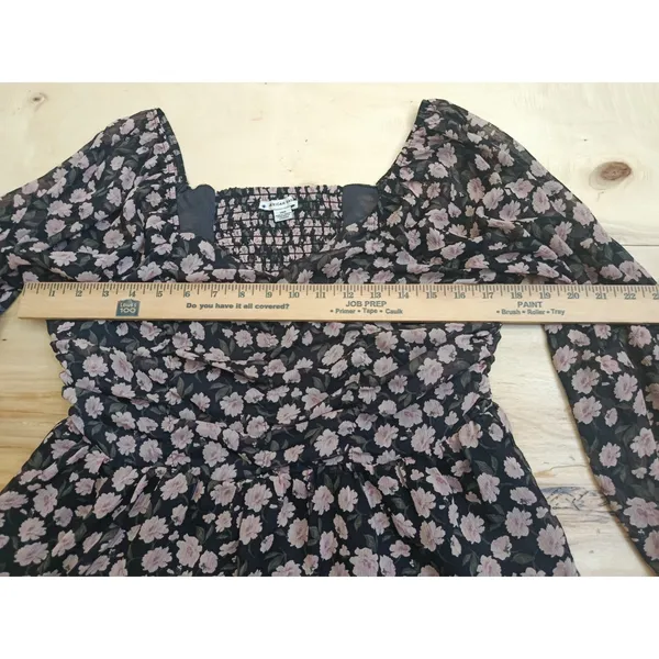 American Eagle Women's Floral Long Sleeve Peplum Top Size Large Smocked Blouse - Image 10