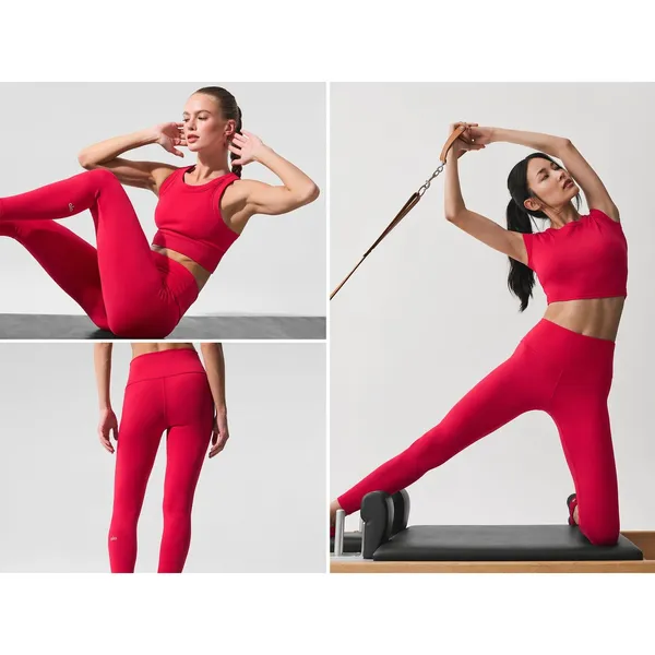 ALO Yoga 7/8 High-Waist Airbrush Legging Bright Red SIZE L Retail $118 W5604R - Image 2