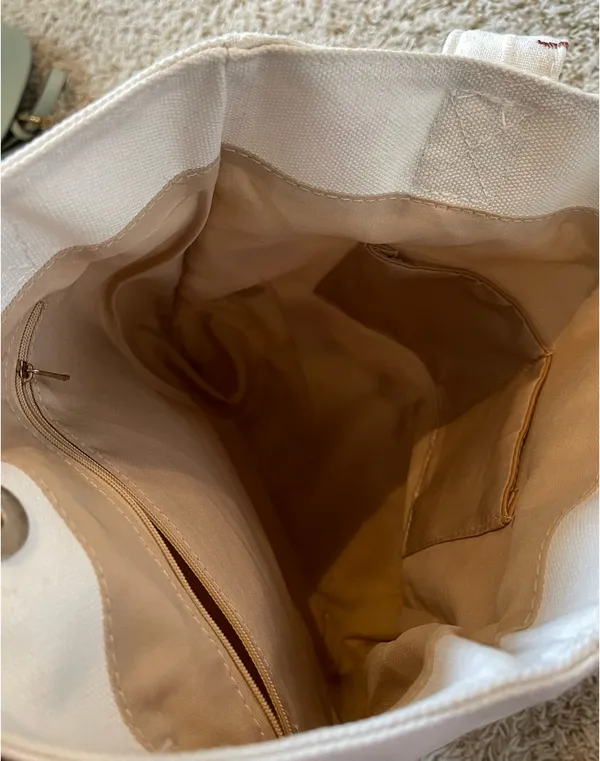 Floral Embroidered Tote White - Image 6