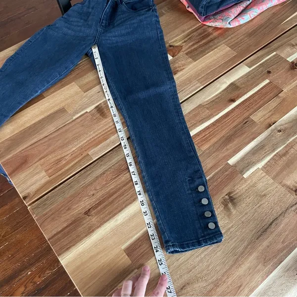 LOFT modern skinny jeans dark wash button hem - Image 7