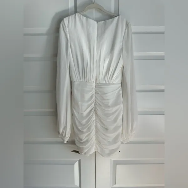 Ieena for Mac‎ Duggal Long Blouson Sleeve Ruched Chiffon Cocktail Dress- NWT - Image 4