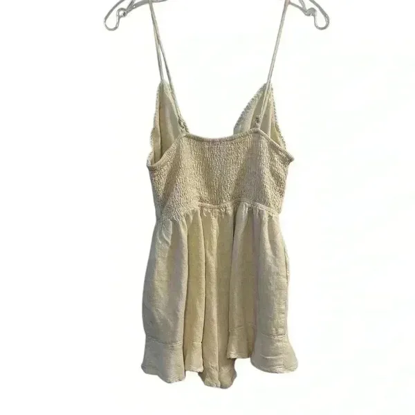 Princess Polly Women's Beige Romper Size 4 Summer V-Neck Tie Front‎ - Image 3