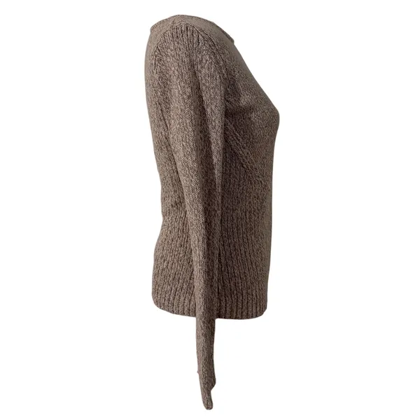 Vintage 90s‎ Guide Series Women Small Tan Speckled Knit Cotton Sweater Classic - Image 3
