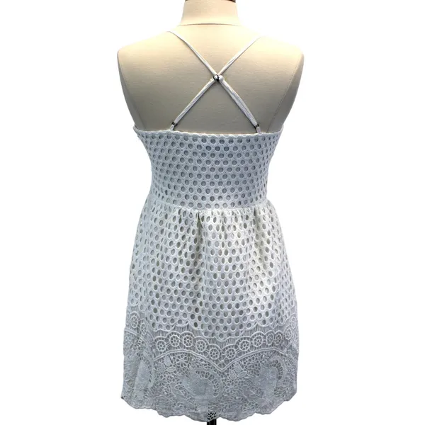 Abercrombie & Fitch Womens S Crochet Mini‎ Dress Sleeveless White Boho Whimsy - Image 7
