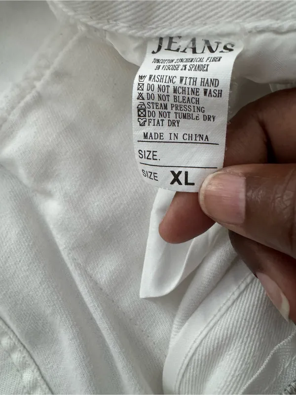 White Cargo Jean Pants Size XL - Image 4