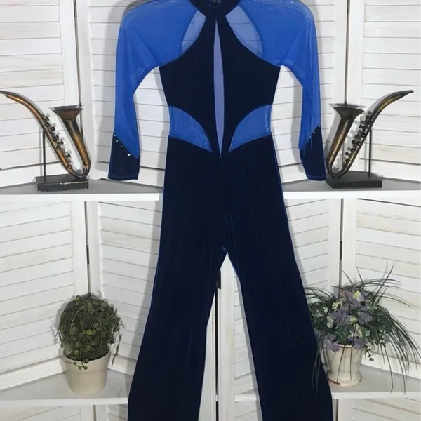 Vintage 90s dancer costume jumpsuit velvet sheer mesh balletcore punk goth alt - Image 3