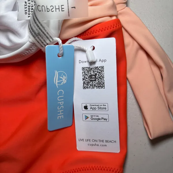 Cupshe NWT Orange And White Bowknot One piece Swimsuit Large‎ - Image 5