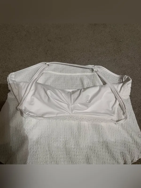 SHEIN White Textured Lace-Trim Summer Tank Top - Image 4