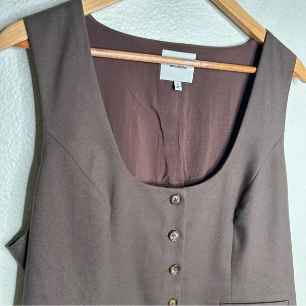 Reformation Delanie Top in Brown 12 - Image 2