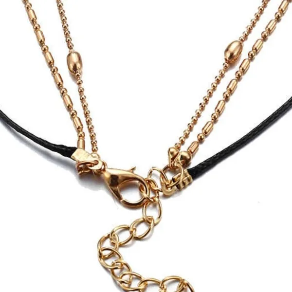 Boutique NEW Gold Dainty‎ Leather Moon 3 Layer Adjustable Necklace - Image 6